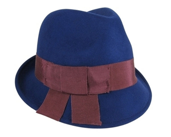 A121-WOOL FELT FEDORA WITH FLAT BOW