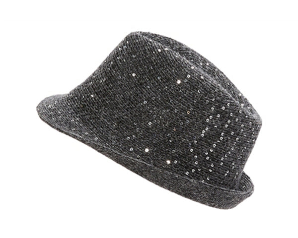 A182-SEQUIN KNIT FEDORA