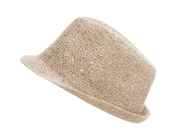 A182-SEQUIN KNIT FEDORA