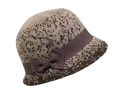 A237-SPOTTED 2-TONE KNIT CLOCHE HAT