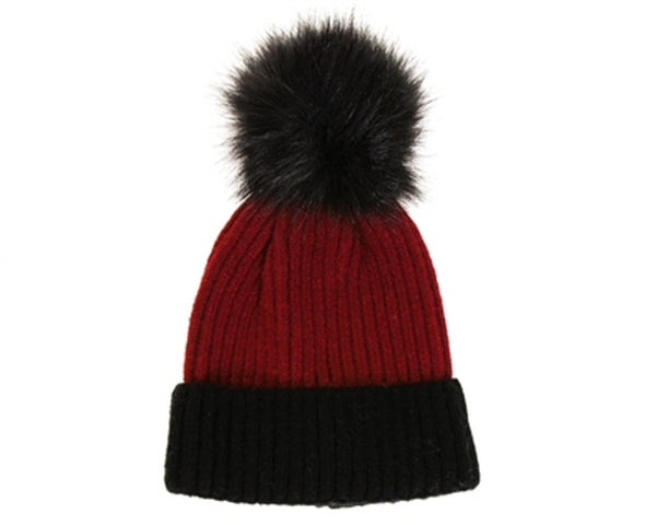 A093-CASHMERE BLEND POM BEANIE