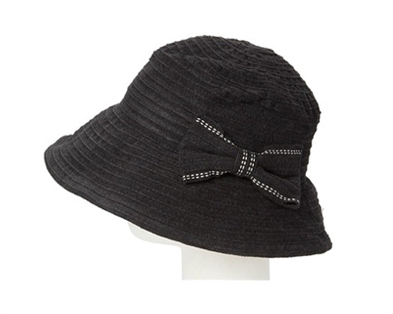 A233-CHENILLE BUCKET HAT WITH BOW