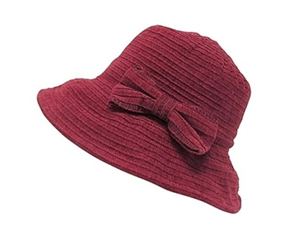 A233-CHENILLE BUCKET HAT WITH BOW