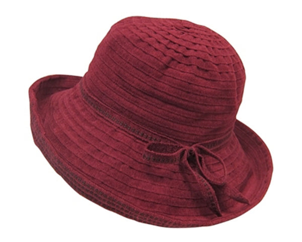 A448-CHENILLE KETTLE HAT WITH TIE