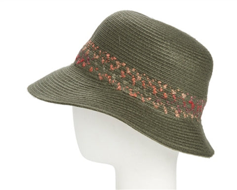 A091-WOOLY BUCKET CLOCHE WITH SPECKLED BAND