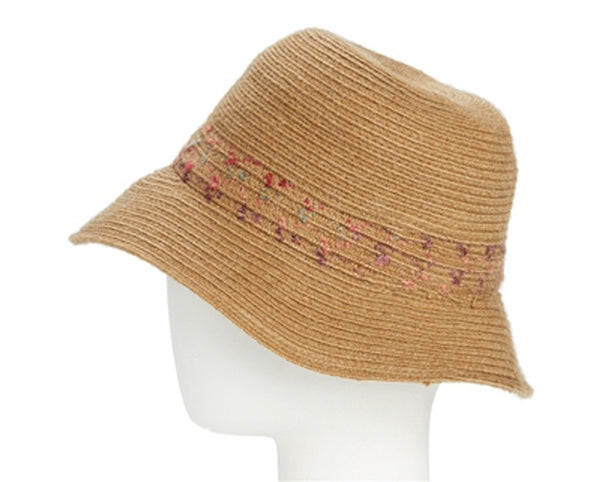 A091-WOOLY BUCKET CLOCHE WITH SPECKLED BAND