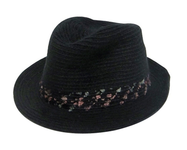 A180-WOOLY FEDORA WITH SPECKLED BAND