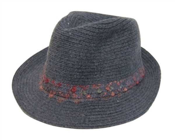 A180-WOOLY FEDORA WITH SPECKLED BAND