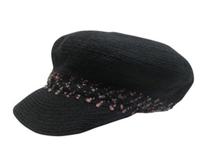 A229-WOOLY CABBIE HAT WITH SPECKLED BAND