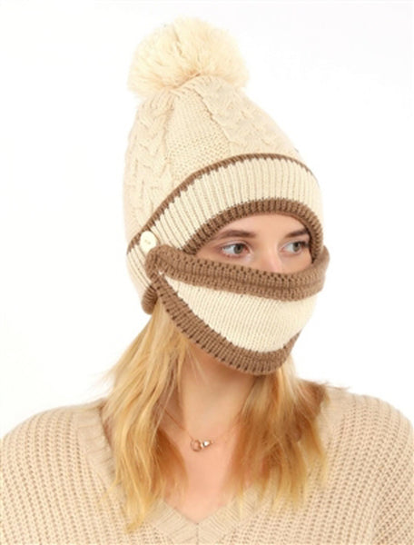 A026-KNIT BEANIE & FACE COVER SET