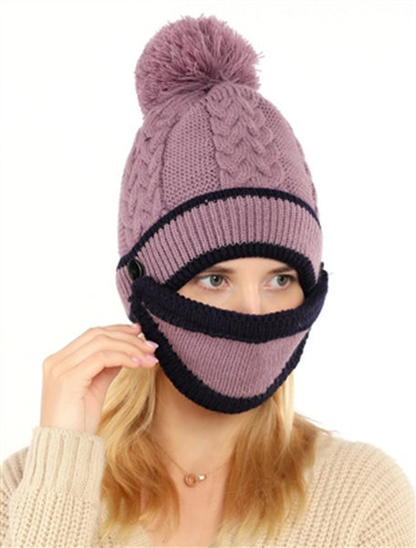 A026-KNIT BEANIE & FACE COVER SET