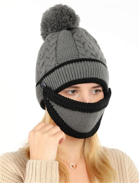 A026-KNIT BEANIE & FACE COVER SET