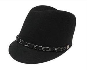 A136-WOOL FELT RIDING CAP WITH CHAIN BAND