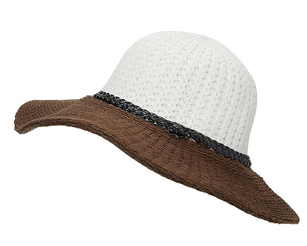 A162-2 TONE KNIT FLOPPY HAT WITH BRAID