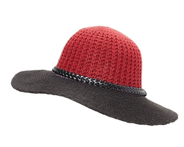 A162-2 TONE KNIT FLOPPY HAT WITH BRAID