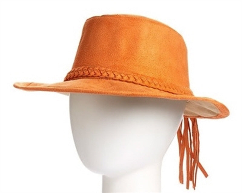 A020-VEGAN SUEDE HAT WITH BRAIDED TASSEL