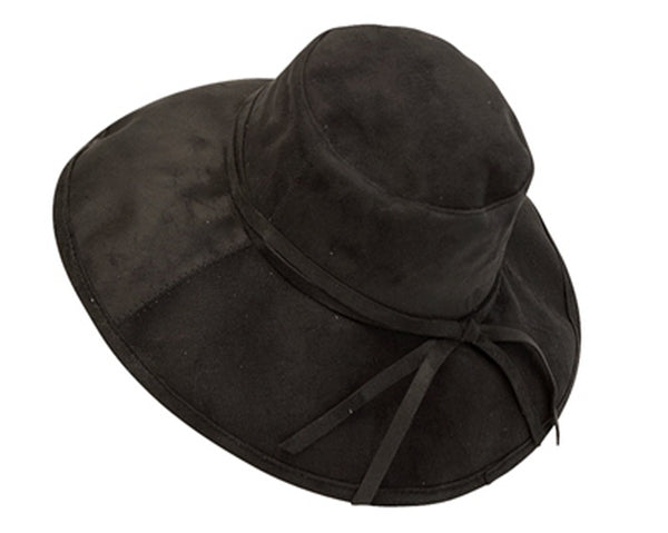 A016-FAUX SUEDE BIG BRIM HAT