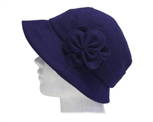 A446-WOOL BLEND CLOCHE W/ FLOWER