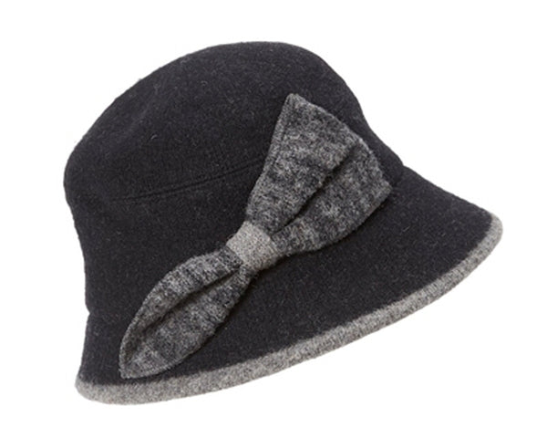 A236-MARLED WOOL CLOCHE W/ BOW