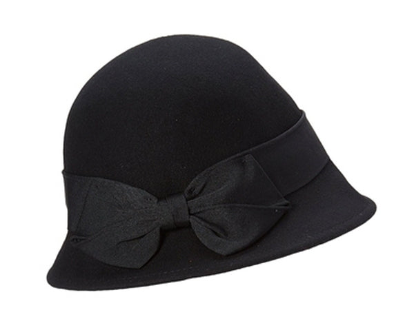 A077-WOOL FELT BUCKET HAT W/ BOW