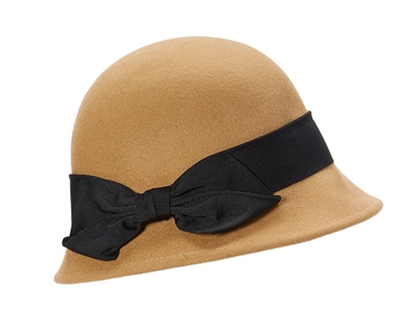 A077-WOOL FELT BUCKET HAT W/ BOW