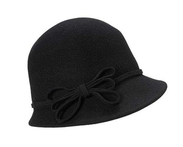 A124-WOOL FELT CLOCHE W/ SIDE FLOWER