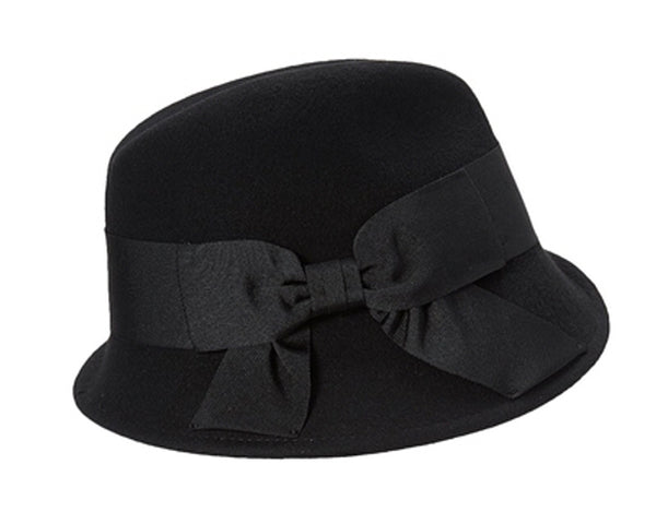 A116-ASYM WOOL FELT FEDORA W/ BOW