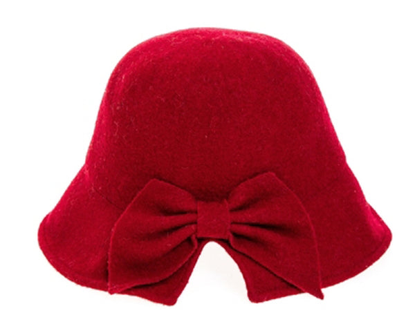 A082-SHAPEABLE WOOL HAT W/ BOW