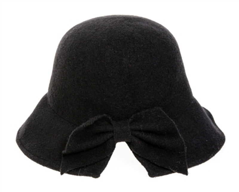 A082-SHAPEABLE WOOL HAT W/ BOW