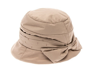 A085-COTTON DOWN CLOCHE BUCKET HAT W/ BEADING