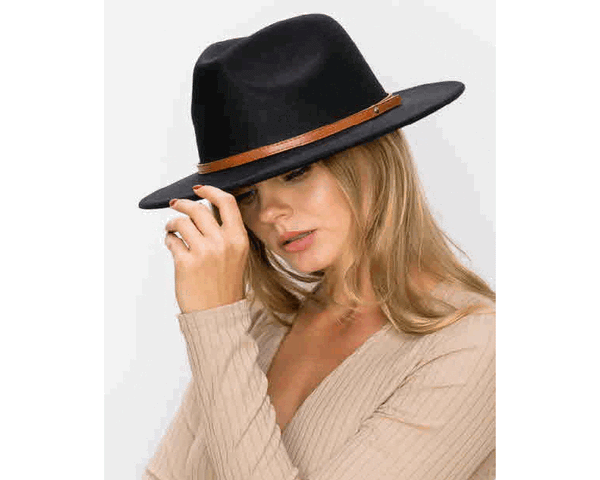 QN3181-FEDORA HAT LEATHER BELT