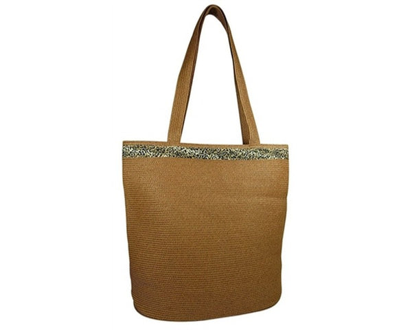 A919-LEOPARD PRINT STRAW TOTE BAG