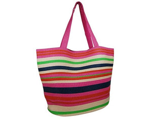 A920-MULTICOLOR STRIPED STRAW TOTE BAG