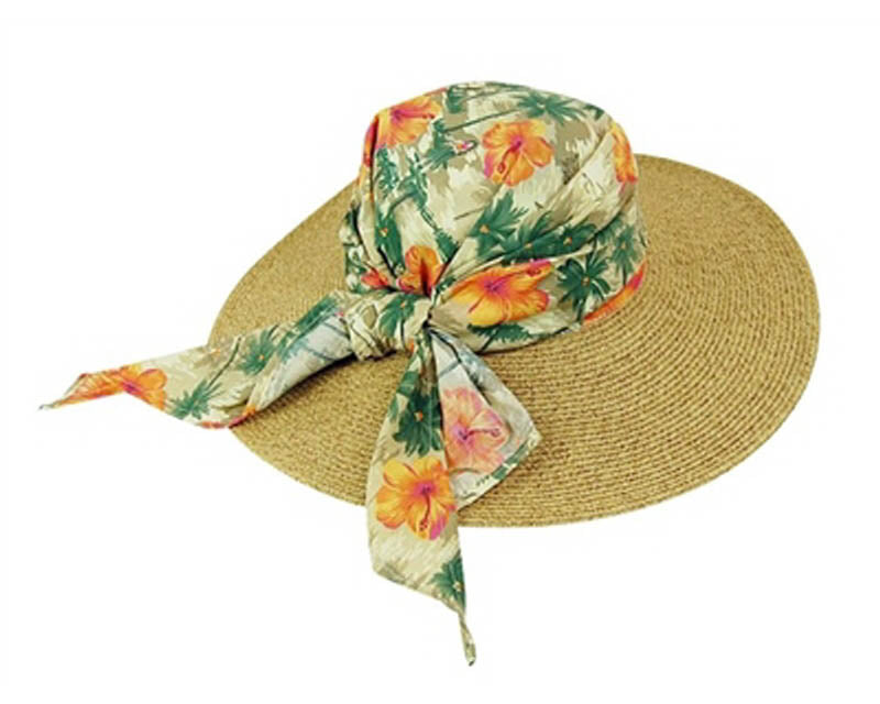 A249-WIDE BRIM WITH HAWAIIAN WRAP