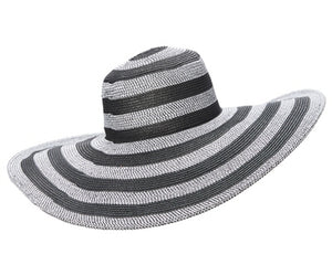 A267-OVERSIZED BRIM LUREX STRIPE SUN HAT