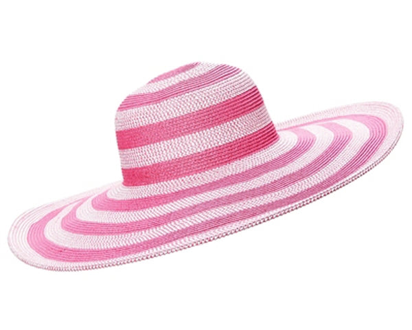 A267-OVERSIZED BRIM LUREX STRIPE SUN HAT