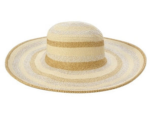 A275-METALLIC STRIPED WIDE BRIM SUN HAT