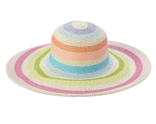 A275-METALLIC STRIPED WIDE BRIM SUN HAT