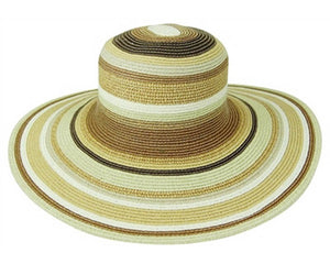 A241-MULTI STRIPE WIDE BRIM HAT