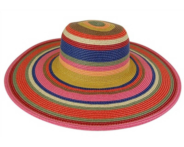 A241-MULTI STRIPE WIDE BRIM HAT