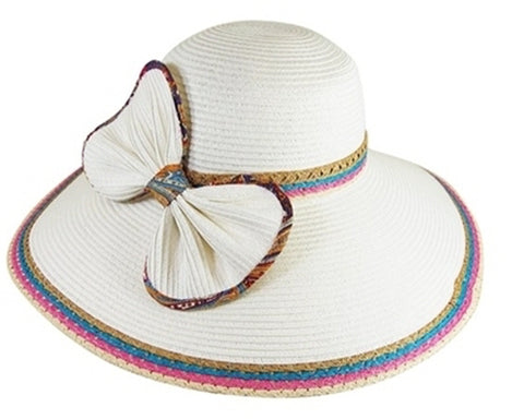 A246-WIDE BRIM HAT WITH SLANTED BOW