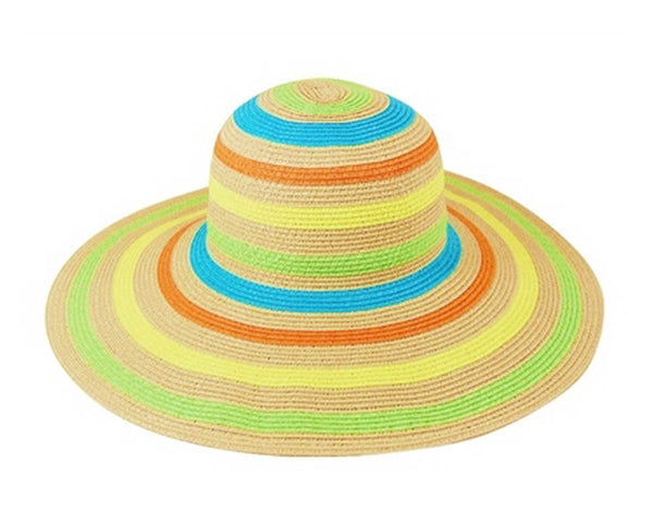 A245-NEON STRIPES WIDE BRIM HAT