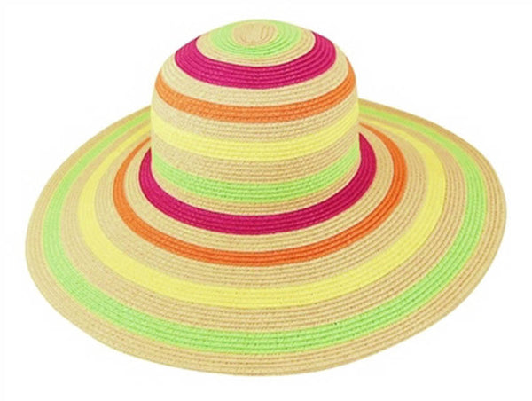 A245-NEON STRIPES WIDE BRIM HAT