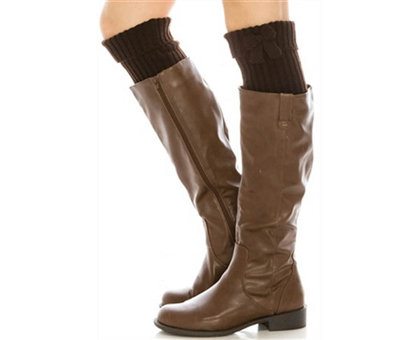 A055-KNIT BOOT CUFFS W/ BOW (1 PAIR)