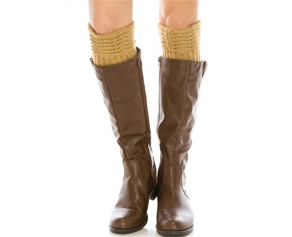 A057-KNIT BOOT CUFFS W/ SCALLOP TOP (1 PAIR)