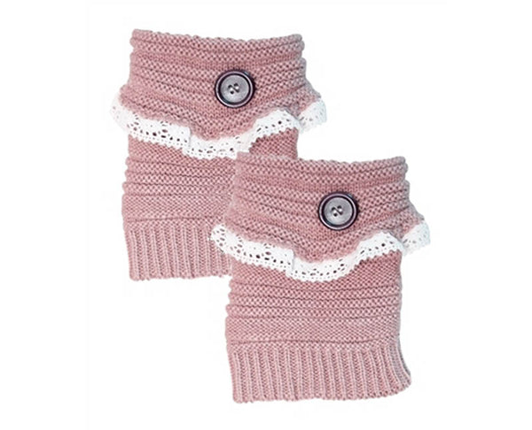 A066-KNIT BOOT CUFFS W/ LACE (1 PAIR)