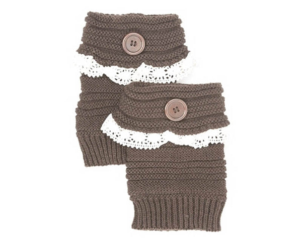 A066-KNIT BOOT CUFFS W/ LACE (1 PAIR)