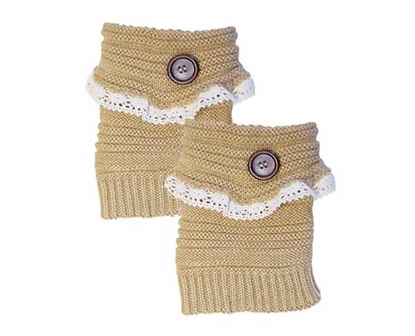 A066-KNIT BOOT CUFFS W/ LACE (1 PAIR)