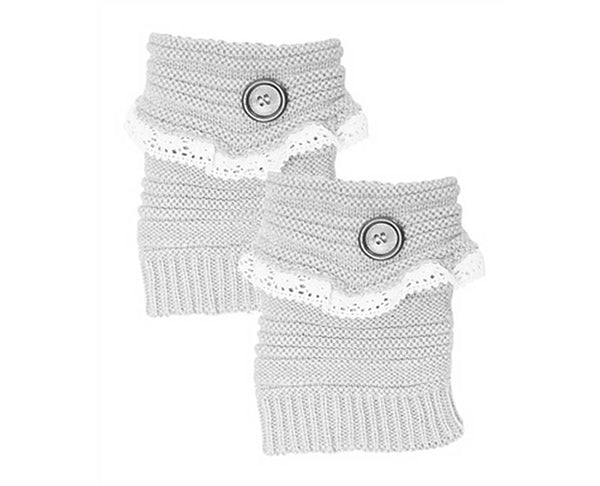 A066-KNIT BOOT CUFFS W/ LACE (1 PAIR)