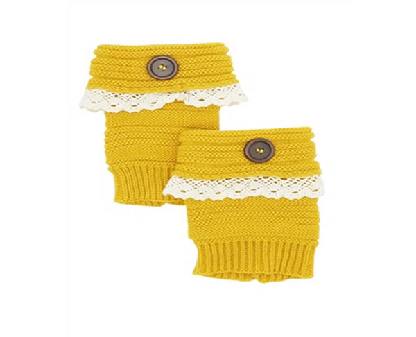 A066-KNIT BOOT CUFFS W/ LACE (1 PAIR)